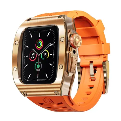 SHELLBOX Apple Watch 45mm Armband Silikon Metal - Orange/Rosa