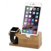 Stativ i trä till Apple Watch och iPhone