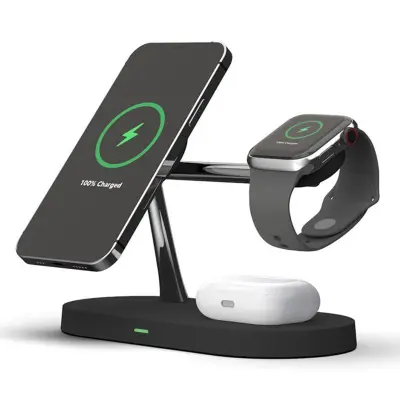 T268 5-i-1 Magnetisk Trådlös Laddare för iPhone, Apple Watch, AirPods - Svart