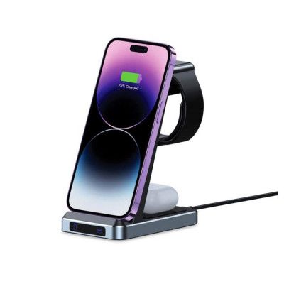 Tech-Protect 3-in-1 Trådlös Laddare iPhone, Apple Watch, AirPods - Svart
