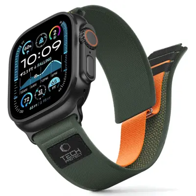 Tech-Protect Apple Watch (44/45/46/49mm) Armband Nylon Elite - Grön/Orange