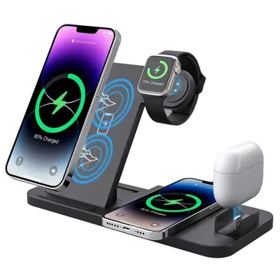 Trådlös laddare 18W 4-i-1 docka för iPhone, Samsung, Apple Watch, AirPods