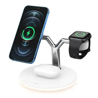 Trådlös laddare 3-i-1 för iPhone, Apple Watch, AirPods - Vit
