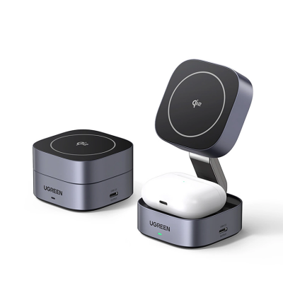 Ugreen 3-in-1 Trådlös Laddare Magsafe iPhone Apple Watch AirPods Qi2 - Svart