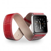 Qialino Watchband i äkta läder till Apple Watch 42mm - Röd