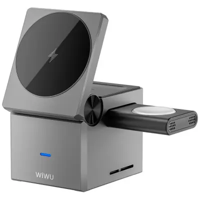 WIWU Wi-W030 3-i-1 trådlös laddningsställ för iPhone, Apple Watch, AirPods