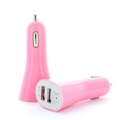 Ladda två enheter samtidigt med Daul Port USB billaddare (Rosa)