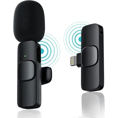 Lavalier Lightning Trådlös 1 st Mikrofoner Bluetooth - Svart