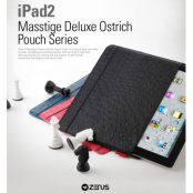 Zenus Masstige Ostrich Fodral till iPad 2/3/4 - Svart