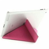 Y-Shape Smart Fold Väska - iPad 2, iPad 3, iPad 4 - Varmrosa