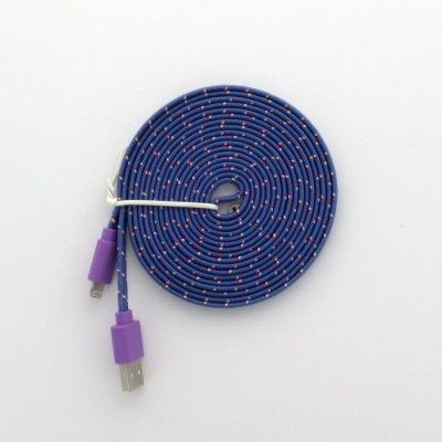 3 Meters trasselfri laddningskabel till iPhone 5/5s (Lila)