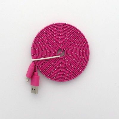 3 Meters trasselfri laddningskabel till iPhone 5/5s (Magenta)