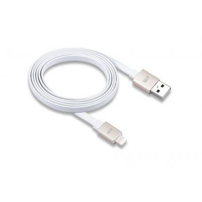 Just Mobile AluCable Platt Lightning ladd- och synksladd - Vit/Guld