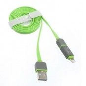 TOTU Lightning 8 Pin + Micro USB laddningskabel (Grön)