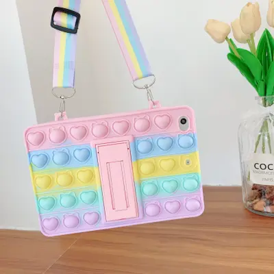 Trolsk Kids Case with strap - Bubble Rainbow (iPad mini 7/6)