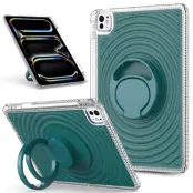 iPad Pro 11 (2025 / 2024) Skal Kickstand Wave Pattern - Svartgrön