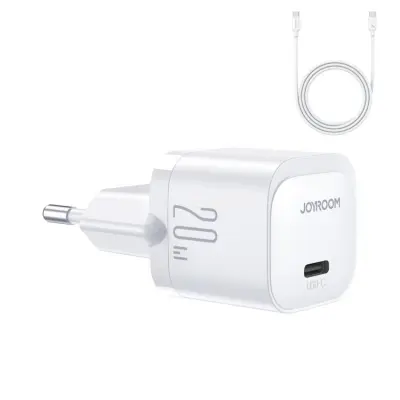 Joyroom JR-TCF02 USB-C Väggladdare + USB-C Kabel PD 20W - Vit