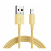 Joyroom Macaron Nylon 2.4A USB-A Till Lightning Kabel 1m - Gul