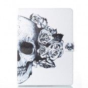 Läderfodral till iPad 9.7 2017 Dödskalle & blommor