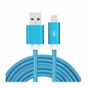 SiGN USB till Lightning Kabel, 2.1A, 2m, Nylon - Blå