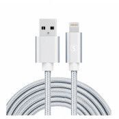 SiGN USB till Lightning Kabel, 2.1A, 2m, Nylon - Silver