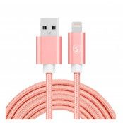 SiGN USB till Lightning Kabel, 2.1A, 3m, Nylon - Rosa