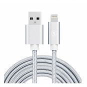 SiGN USB till Lightning Kabel, 2.1A, 3m, Nylon - Silver