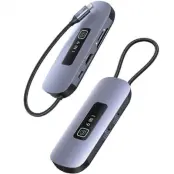 USAMS 6in1 Adapter Hubb 100W 2xUSB-A USB-C, HDMI, TF, SD - Grå