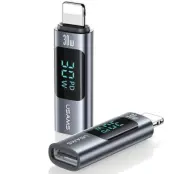 USAMS USB-C till Lightning Adapter 30W med Display - Stål