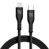 USB-C till Lightning Flätad Kabel 1m Rvelon - Svart