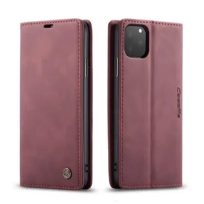 CASEME 013 Flip Leather Plånboksfodral för iPhone 11 Pro Max - Vinröd
