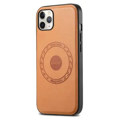 DENIOR iPhone 11 Pro Max Skal PU-läder Coated PC+TPU - Khaki
