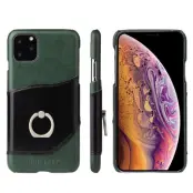 FIERRE SHANN Mobilskal till iPhone 11 Pro Max Äkta läder - Grön/Svart