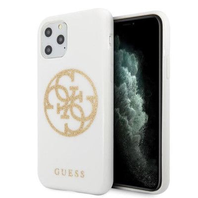 Guess Glitter Circle Logo Skal iPhone 11 Pro Max - Vit