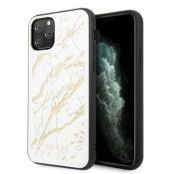 Guess Marble Glitter Glass Skal iPhone 11 Pro Max - Vit
