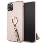 GUESS Skal iPhone 11 Pro Max Saffiano with ring stand - Rosa Guld