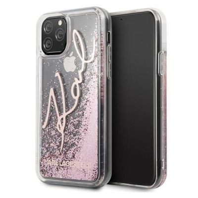 Karl Lagerfeld Skal iPhone 11 Pro Max Glitter Signature - Rosa Guld