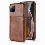 Skal med kortplatser till iPhone 11 Pro Max - Brun