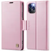 AUTSPACE iPhone 11 Pro Fodral Retro Konstläder - Rosa - RFID-Skydd