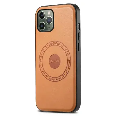 DENIOR iPhone 11 Pro Skal PU Läder Anti-Slip Grepp Khaki