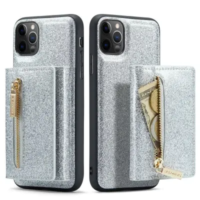 DG.MING M3 Series iPhone 11 Pro Skal Glitter PU Läder Silver