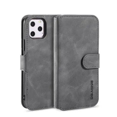 DG.MING Retro Wallet Läderfodral för iPhone 11 Pro - Grå