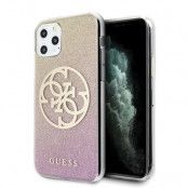 Guess iPhone 11 Pro skal Glitter 4G Circle Logo guld Rosa