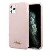 Guess Silicone Vintage Gold Logo Skal iPhone 11 Pro - Rosa