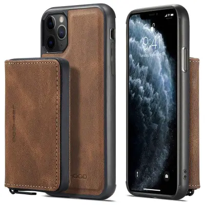 JEEHOOD iPhone 11 Pro Fodral Läder TPU Magnetisk Brun