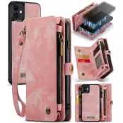 CASEME 008 Series Plånboksfodral Äkta Läder till iPhone 11 Magnetisk Rosa
