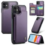 CASEME C22 iPhone 11 Fodral Konstläder med RFID, Lila