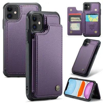 CASEME C22 iPhone 11 Fodral Konstläder med RFID, Lila