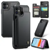 CASEME C22 iPhone 11 Fodral Konstläder med RFID, Svart