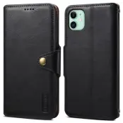 DENIOR iPhone 11 Plånboksfodral Konstläder Stötbeständig - Svart